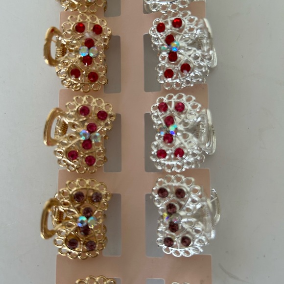 BLOSSOM JEWELED MINI HAIR CLIPS SET OF TWELVE NWT - Picture 4 of 6